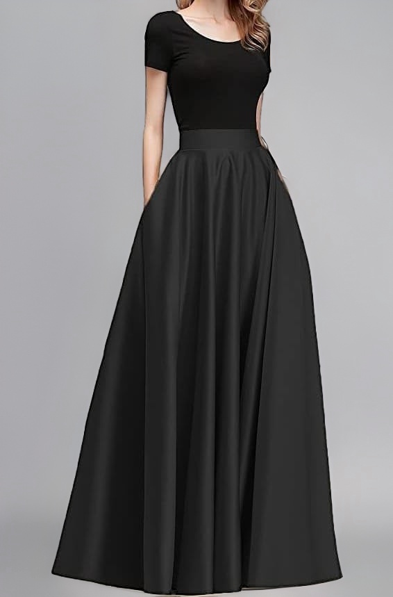 JANAK Maxi Skirt for Women, Soft Silk Fabric, Adjustable Waist, Flared Pattern