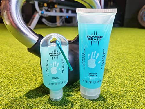 POWER BEAST Extreme Grip, Transparent und Sauber für Sportlerhände. Erhöhten Grip, Schweiß Stoppen. Clean Liquid Chalk, Golf, Pole Dance, Cross Training, Padel, Klettern, Tennis, Gaming, 100 + 59Ml.