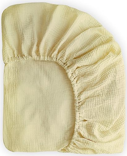 Witeasy Muslin Crib Sheets For Girls And Boys, Muslin Cotton Fitted Baby Crib Sheet For Standard Crib Mattress (Almond Milk) #TOP6