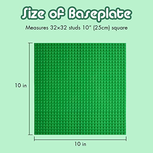 Image of Lekebaby 12 Pack Classic Baseplates 10 inch x 10 inch, Building Base Plates for Building Bricks, 100% Compatible with Major Brands and Activity Table-Baseplate, Sturdy & Safe, Age 3 and up Kids, Green
