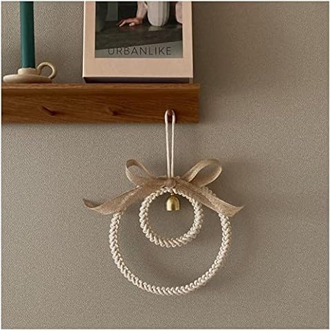 Handmade Cotton Thread Woven Wreath Wind Chimes with Copper Bell, Rustic and Charming Decorative Bell for Outdoor Garden, Patio and Home, for Mom, Best Friends, and Grandma (7.48x7.48) Cover