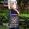 Yurosaiy Bestickte Schultertasche Vintage Ethno Umhängetasche Mit Quasten und Holzperle Bunt Blumen Stickerei Handtasche Klassisch Boho Stoff Crossbody Tasche Bestickte Tasche 29×25cm Blau #4