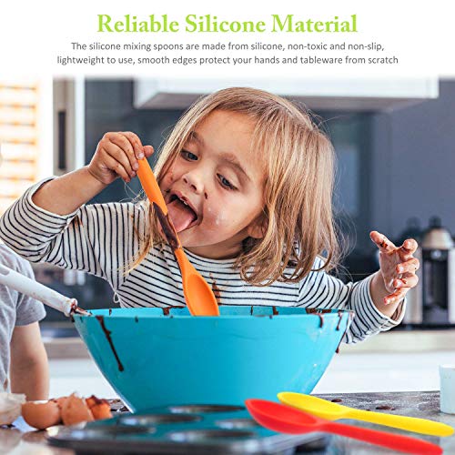 4 Pieces Silicone Mixing Spoon Heat Resistant Silicone Basting Spoon Utensil Spoon Non-Stick Serving Spoon For Mixing, Baking, Serving And Stirring #TOP5