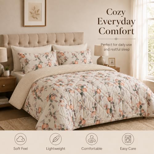 Image of Signature Reversible AC Comforter Set 350 GSM,Soft Microfibre King Size Quilt Blanket for Winter (Sage Leaf Whisper, Double Bed)