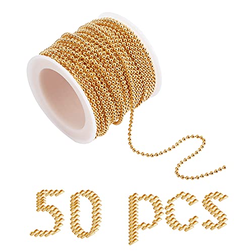 SUNNYCLUE 32Feet Brass Ball Chains Link Spool Bulk Small Necklace Jewelry Making Chains with Ball Chain Connectors for Necklaces Bracelets Pendant Jewelry Making