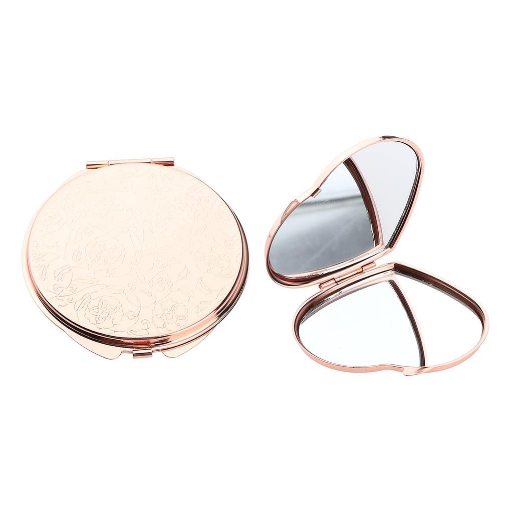 Enakshi® Dual Side Makeup Folding Mirror Rose Gold Heart/Round Travel Pocket Mirrors|Health & Beauty | Makeup | Makeup Tools & Accessories | Makeup Mirrors-image-45