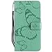 Produktbild DENDICO Sony Xperia Z3 Hülle, PU Leder Handyhülle mit Standfunktion und Kartenfach, Schmetterling Muster Magnetverschluss Flip Brieftasche Etui TPU Schutzhülle für Sony Xperia Z3 - Vert