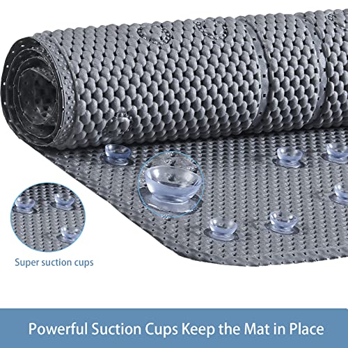 Webos Bathtub Mat Non Slip: Soft Safety Foam Bath Mat For Tub Suitable For Elderly And Kids Extra Long 40X16Inch With Drain Holes And Suction Cups Massage Tub & Shower Mat For Bathroom (Dark Grey) #TOP2