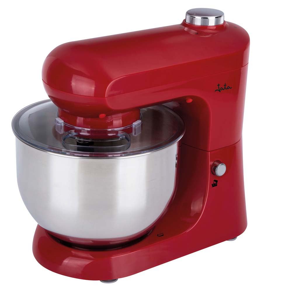 Jata JEMA1502 Batidora Amasadora Mezcladora con Bol de Acero Inoxidable de 5 L, 1200 W, 6 velocidades + PULSE, Base Giratoria, Tapa antisalpicaduras, Incluye accesorios