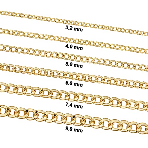 Kooljewelry Solid 14k Yellow Gold Filled Miami Cuban Curb Chain Necklace for Men and Women (3.2 mm, 4 mm, 5 mm, 6 mm, 7.4 mm or 9 mm)2