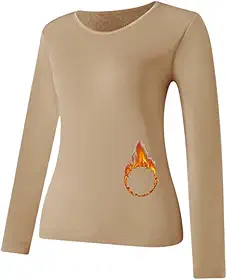 Blusa Termica Feminina Inverno Segunda Pele Forrada Flanelada Manga Longa Bege