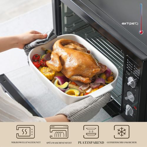 Foto von MALACASA, Serie Bake.Bake, 3 TLG. Porzellan Auflaufformen Backformen Ofenform Set Brotbackform Kuchenform Teller Back Set Schale Suppenteller in 3 Größe Weiß