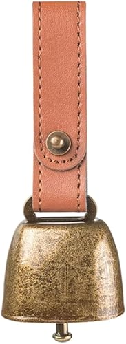 1 collar de perro, campanas de hierro para vaca, hacedores de ruido, perro de campo, vaca, oveja, ganado, campana con correa de botón de cuero,