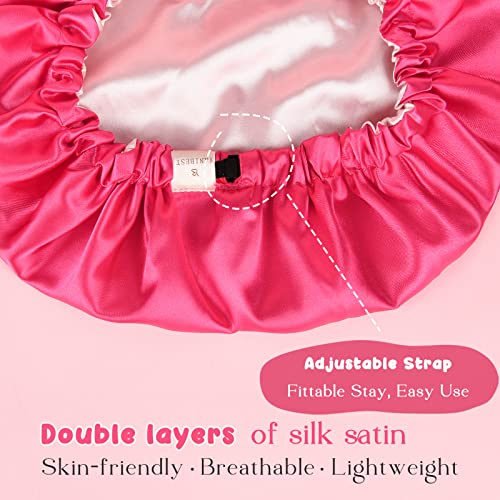 Yanibest Kids Satin Bonnet Sleep Cap For Curly Hair - Double Layer Reversible Adjustable Silky Satin Cap For Teens Toddler Child(5-12T,Hot Pink) #TOP1