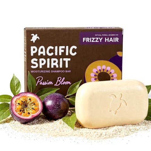 Pacific Spirit Passion Bloom Anti-Frizz Shampoo Bar for Curly & Frizzy Hair, Coconut Oil & Passion Fruit, 3.53 Oz