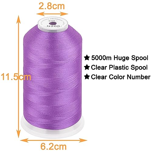 Image of New brothread - Single Huge Spool 5000M Each Polyester Embroidery Machine Thread 40WT for Commercial and Domestic Machines - Purple(Janome Color)