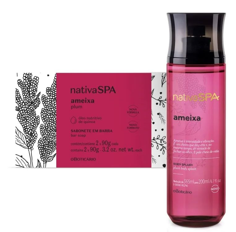 Combo Presente Nativa SPA Ameixa: Body Splash 200ml + Sabonete em Barra 2x90g