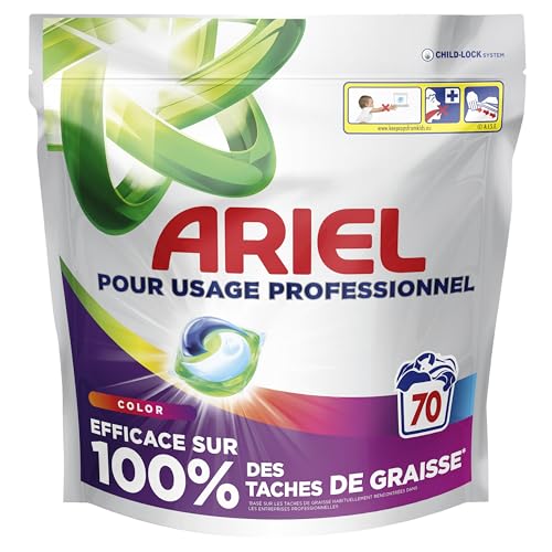 Ariel Professional Capsules de Lavage All-in-1 Color 70 lavages, Efficace sur tous les types de taches de graisse