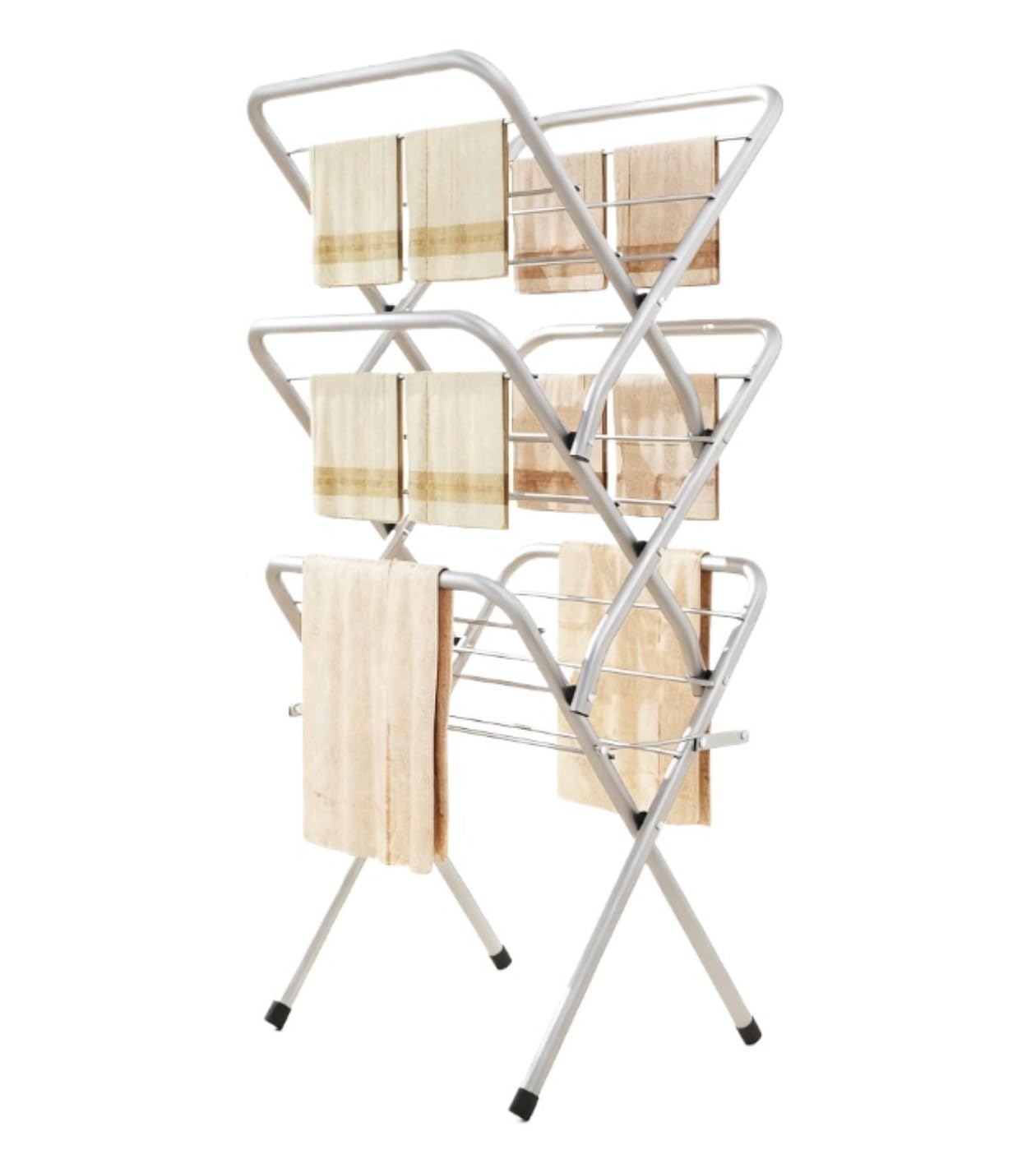 Freestanding Towel Rack Bedroom 3 Tier Folding Towel Rack Free Standing For Bathroom Pool Indoor Outdoor Washcloths Holder Stand