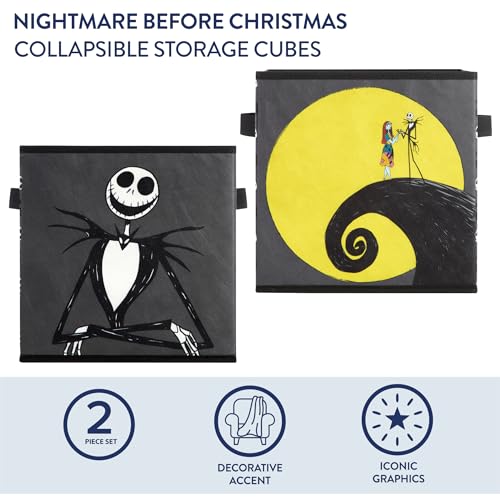 Image of Nightmare Before Christmas Jack and Sally Set of 2 Durable Storage Cubes with Handles, 10 inchx10 inchx10 inch Cubes