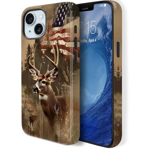 Coque magnétique premium pour iPhone 16 5G : protection double couche cerf au style vintage