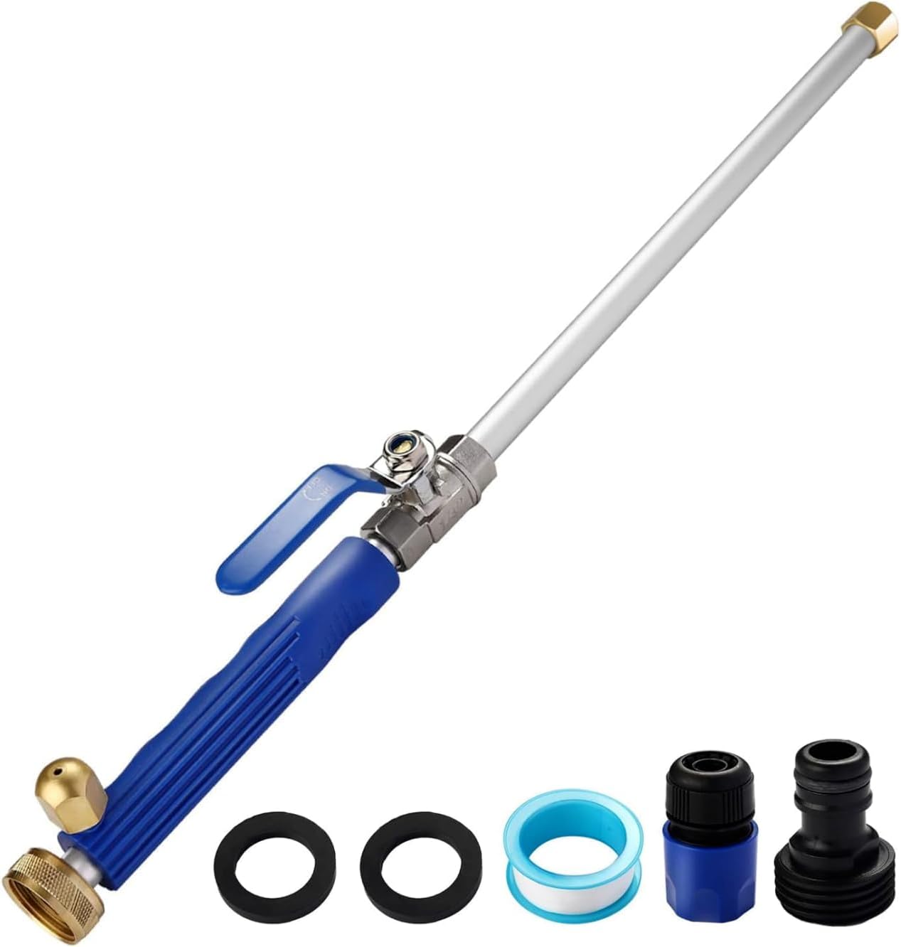 Jet Nozzle for Garden Hose, Metal Power Washer Wand with 2 Brass Nozzles, High Pressure Washer with Quick Connect Adapter for Car Wash, Patio, Window and Garden Watering(Blue)
