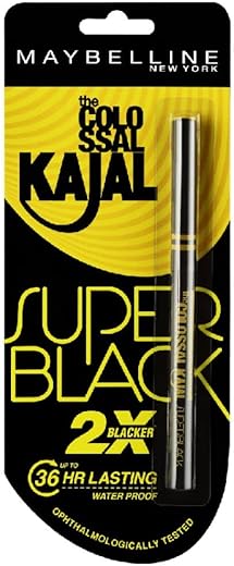 Maybelline New York Matte Kajal Cream, Super Black, Intense Colour, Sharp Definition, Long-Lasting, Colossal Kajal, 0.35G