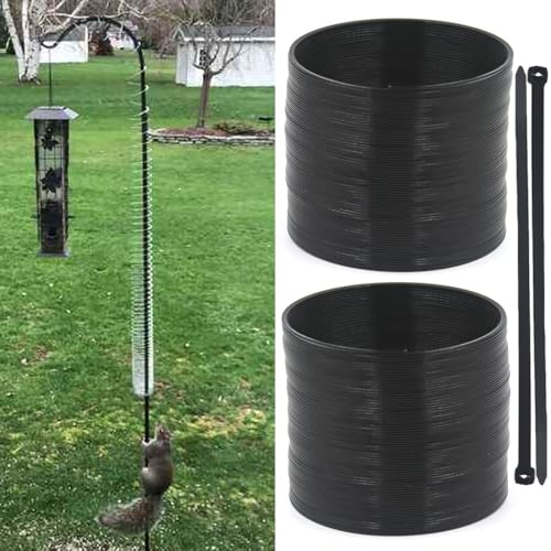 2 PCS Squirrel Baffles Squirrel Guard for Bird Feeders Squirrel Spring Barriers Squirrel Deterrent Coil Protects Outdoor Bird Feeder Poles