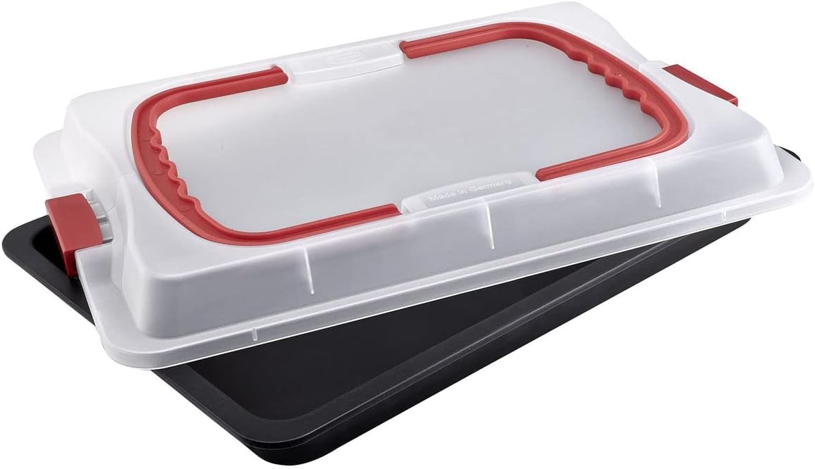 Baking Tray with Transport Hood Bake & Go - 3-in-1: Oven Tray for Baking, Storing and Transporting - Non-Stick 42 x 29 x 4 cm