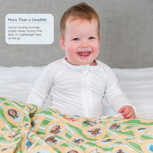 Image of LollyBanks Baby Swaddle Blanket for Boys and Girls, 100% Cotton Muslin Blankets, Soft and Lightweight 47 x 47 Inches Swaddles for Newborns, Gentle Baby Blankets, Registry (Gallery Puppies Print)