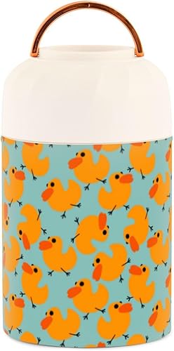 Yellow Duck Kids Womens Insulated Food Jar with Spoon 17oz500ml Containers For Hot Food Stainless Steel Vacuum Vacuum Insulated Food Containers for