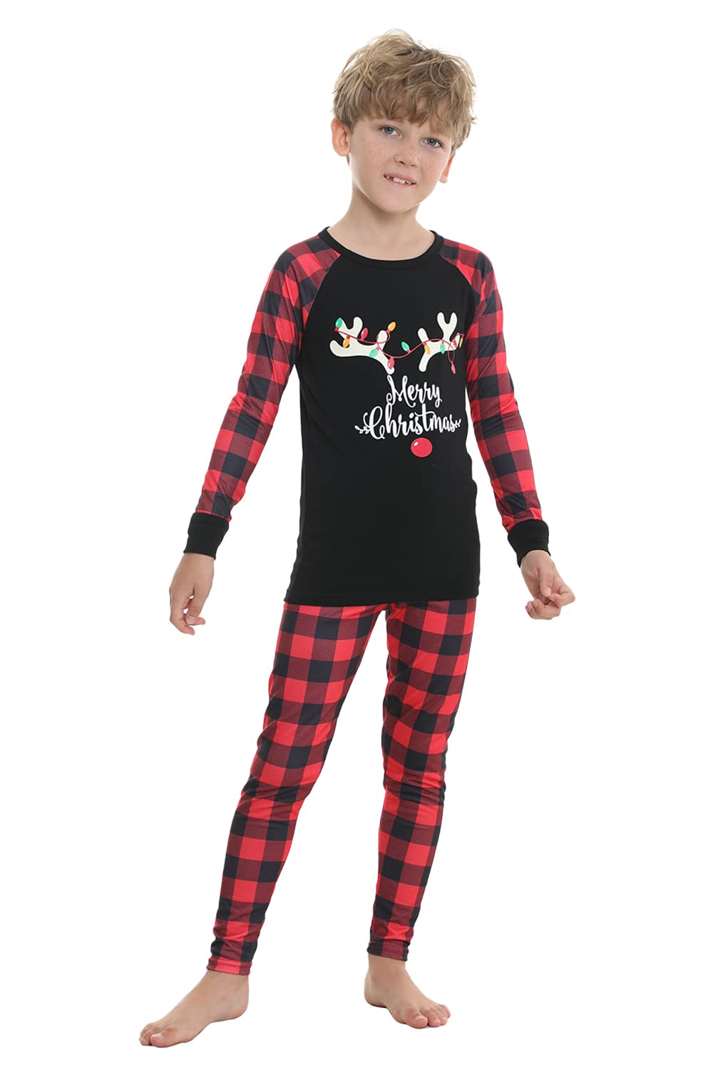 MyFav Family Matching Christmas Pyjamas Set Xmas Pjs Sleepwear Long Sleeve Nightwear for Womens Mens Girls Boys Kids