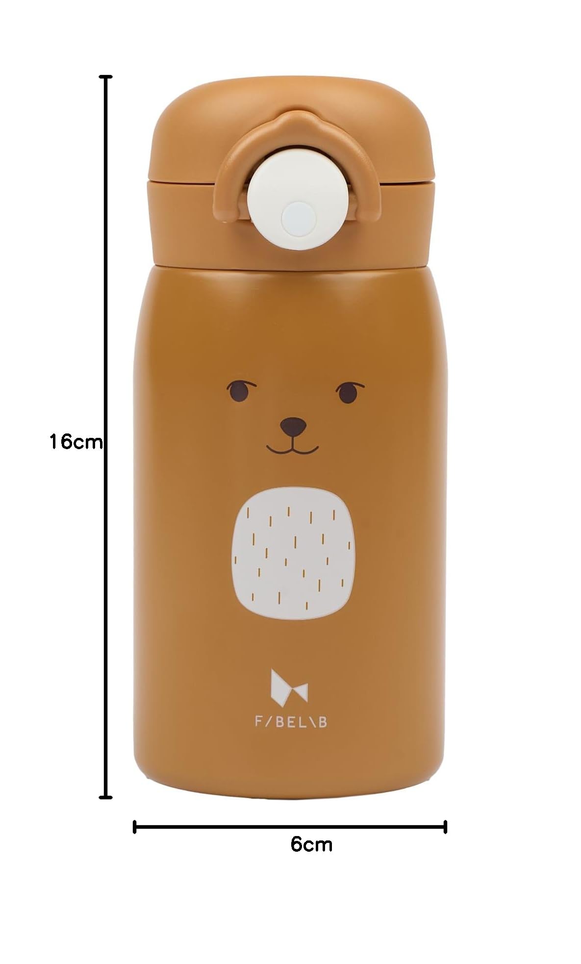 Fabelab Butelka dla dzieci 320 ml | Niedźwiedź ze stali nierdzewnej bez BPA, szkoła zapobiegająca przeciekaniu, butelka na wodę