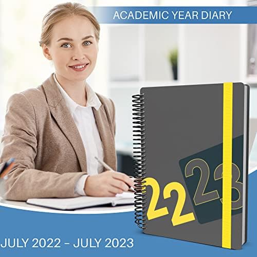 Collins Delta A5 Day To Page Mid Year Academic 2022-23 Diary - Yellow (FP51M.45-2223) - Student Journal Planner with diary, notes and timetables