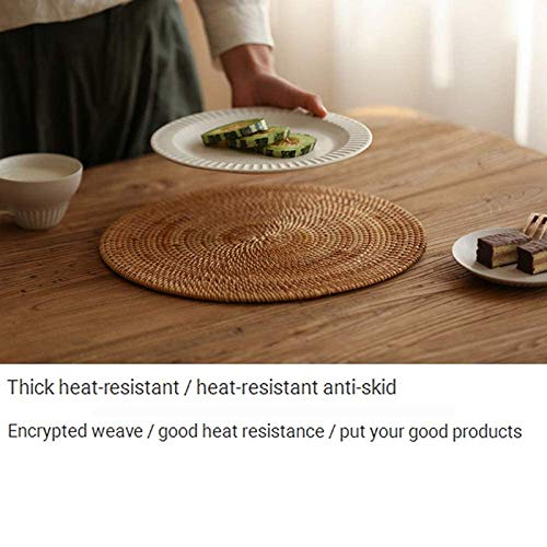 AHHFSMEI Set di 6 tovagliette rotonde intrecciate per tavoli da pranzo, in tessuto naturale, resistenti al calore, 38,1 cm, colore grigio B