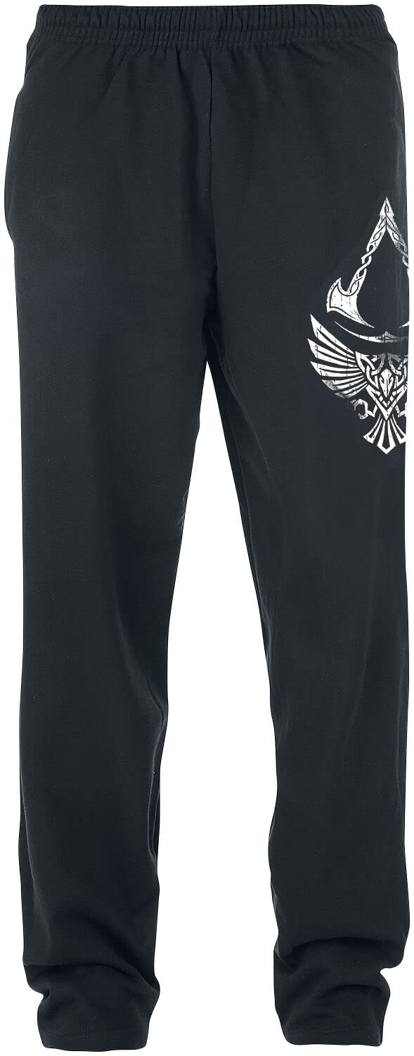 Assassin's Creed Valhalla - Raven & Symbol Hombre Pantalones de deporte Negro Ancho