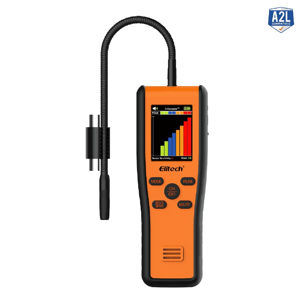 Elitech Inframate D - Detector de fugas de refrigerante con sensor infrarrojo, pantalla Tft, diodo calentado y batería recargable, buscador de fugas Sniffer Hvac profesional para gas climatizador