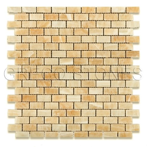 Honey Onyx Mini Brick Mosaic Tile, Polished - 6