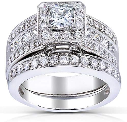 Kobelli Princess-cut Diamond Bridal Set 1 5/8 Carat (ctw) in 14k White Gold