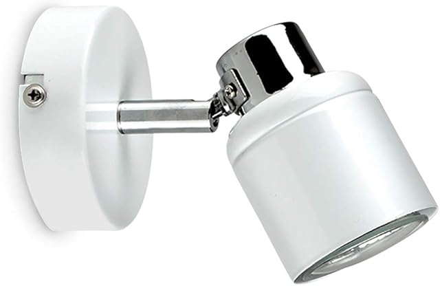 Modern Single Ceiling/Wall Spotlight in A Gloss White and Polished Chrome Finish - Supplied with 1 x 5W Warm White GU10 LED Bulb