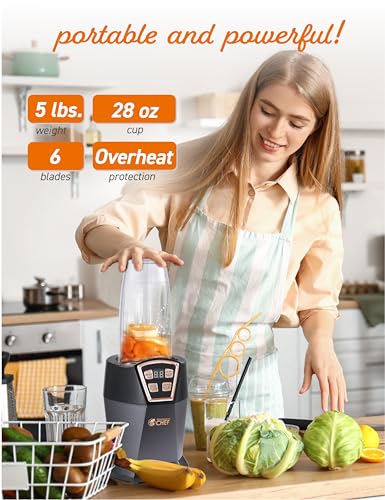 COMMERCIAL-CHEF-Personal-Blender-with-3-Modes-Blender-for-Smoothies-Shakes-More-with-6-Stainless-Steel-Blades-1000W-Small-Blender-with-LED-Display