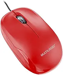 Mouse Com Fio Mid 1200dpi Conexão USB Cabo de 120cm 3 Botões Textura Fosca Vermelho - MO292