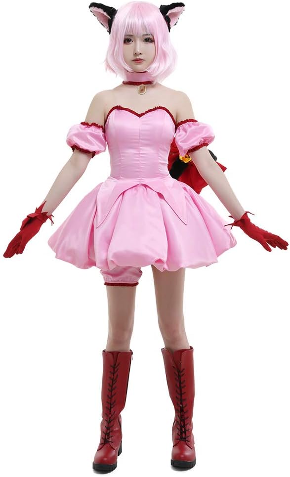 miccostumes Women's Costume Anime Cat Cosplay Outift Short Light Pink Dress Choker Cat Ears and Tail