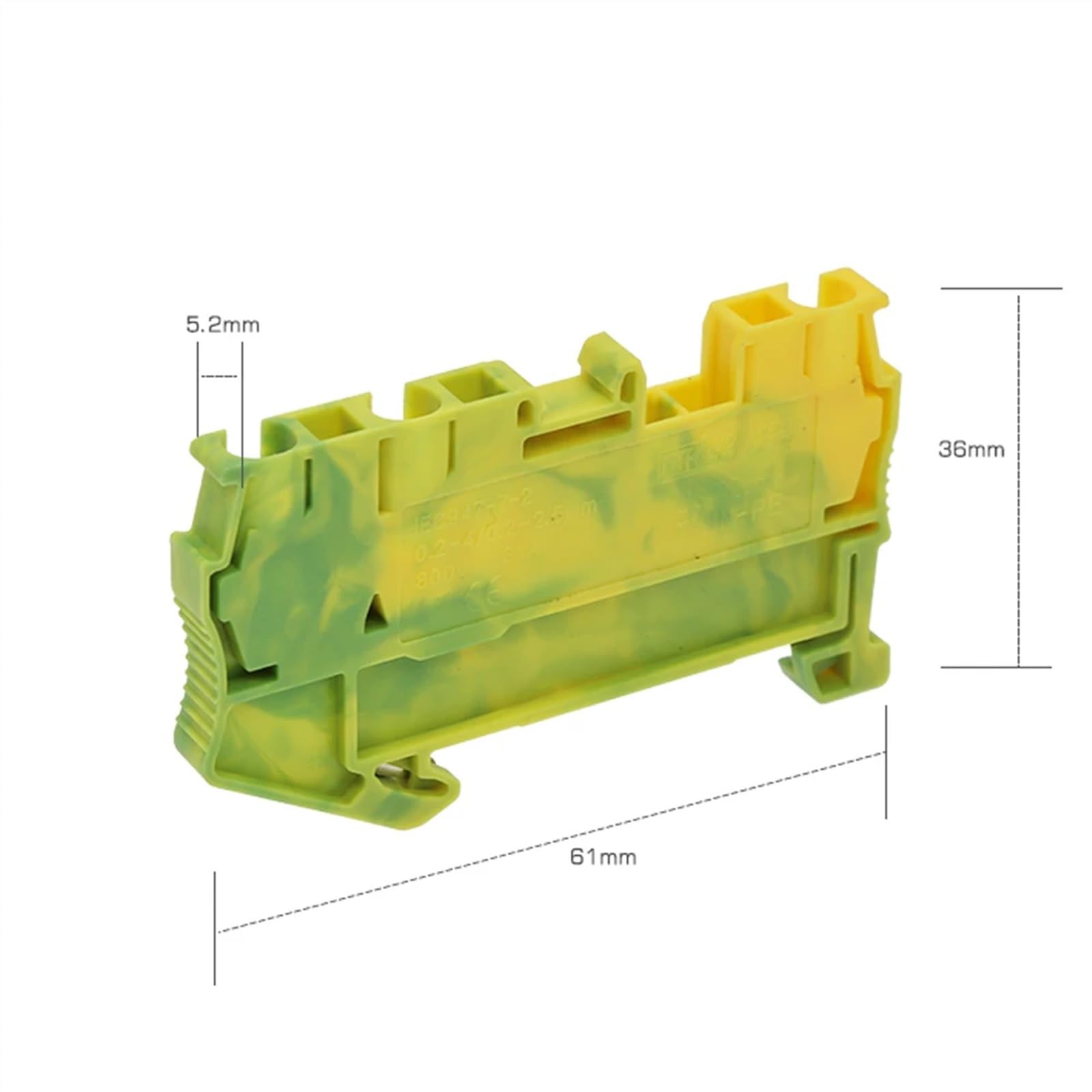 ST-2.5-Twin PE 10Pcs PE Din Rail Terminal Blocks1 Connectors Pull Type Three Conductor Spring Ground PE Wire Conductor