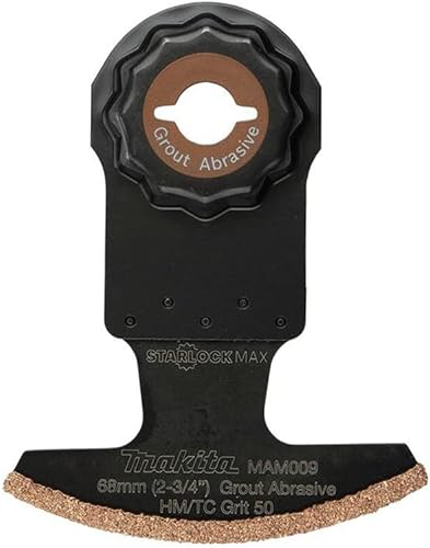 Makita E-08595 StarlockMax Multiherramienta oscilante de metal duro de 2-34" con carburo de tungsteno 50 Grit Grout y hoja de sierra segmentada