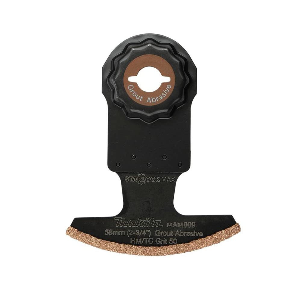 Makita E-08595 StarlockMax® Multiherramienta oscilante de metal duro de 2-3/4 pulgadas con lechada de carburo de tungsteno de grano 50 y hoja de sierra segmentada abrasiva