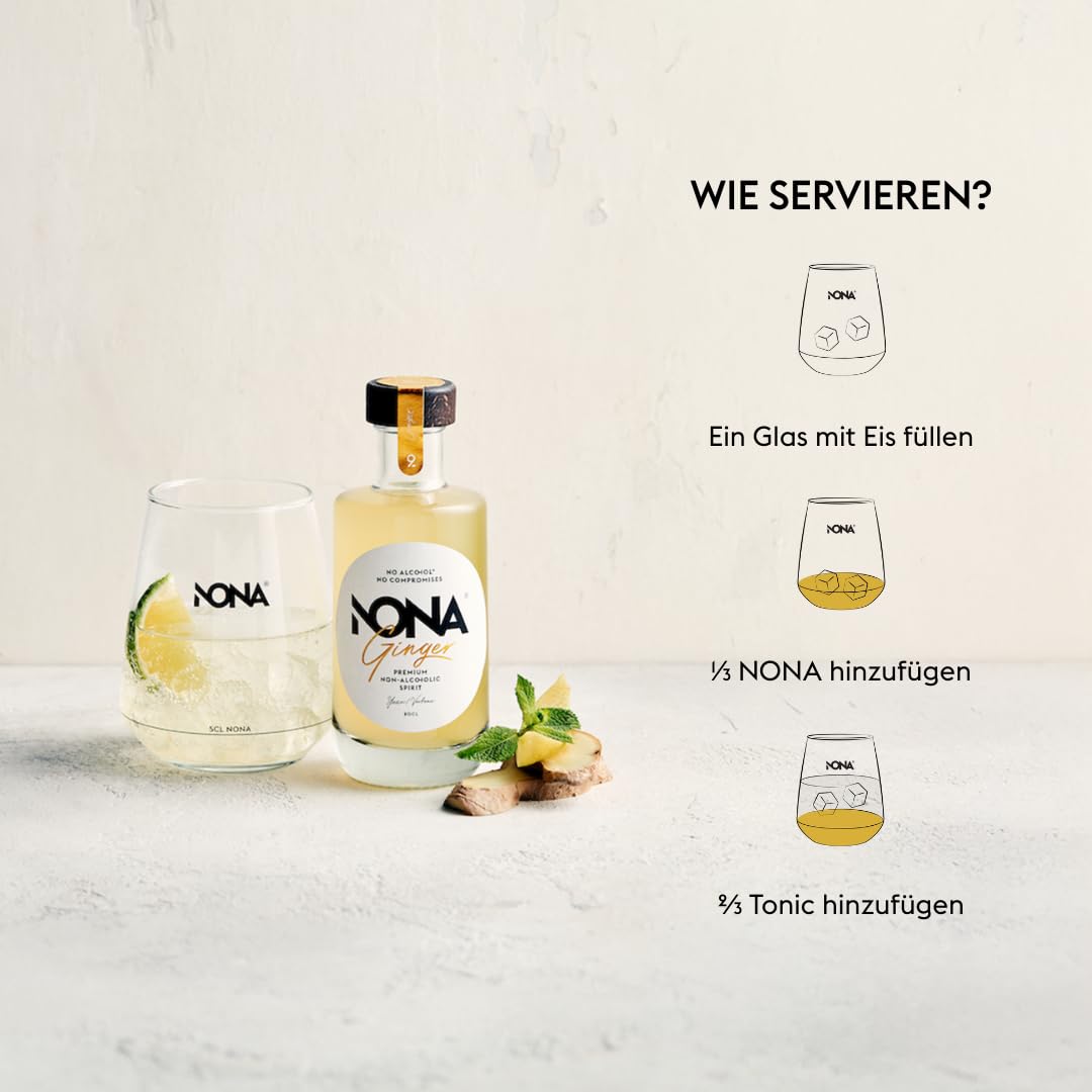 NONA Geschenkset Alkoholfrei – 3x20cl Spirituosen (June, Spritz, Ginger) + Rezeptheft – Edles Tasting-Set ohne Alkohol – Perfekt zum Verschenken & Ausprobieren