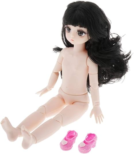 Amazon N A 1 6球体関節人形カスタムdiy組み立て 21関節ヌード少女人形体 頭 巻き毛かつら 靴に適用キッズガールズバースデー 黒髪 ドールメイキング 通販