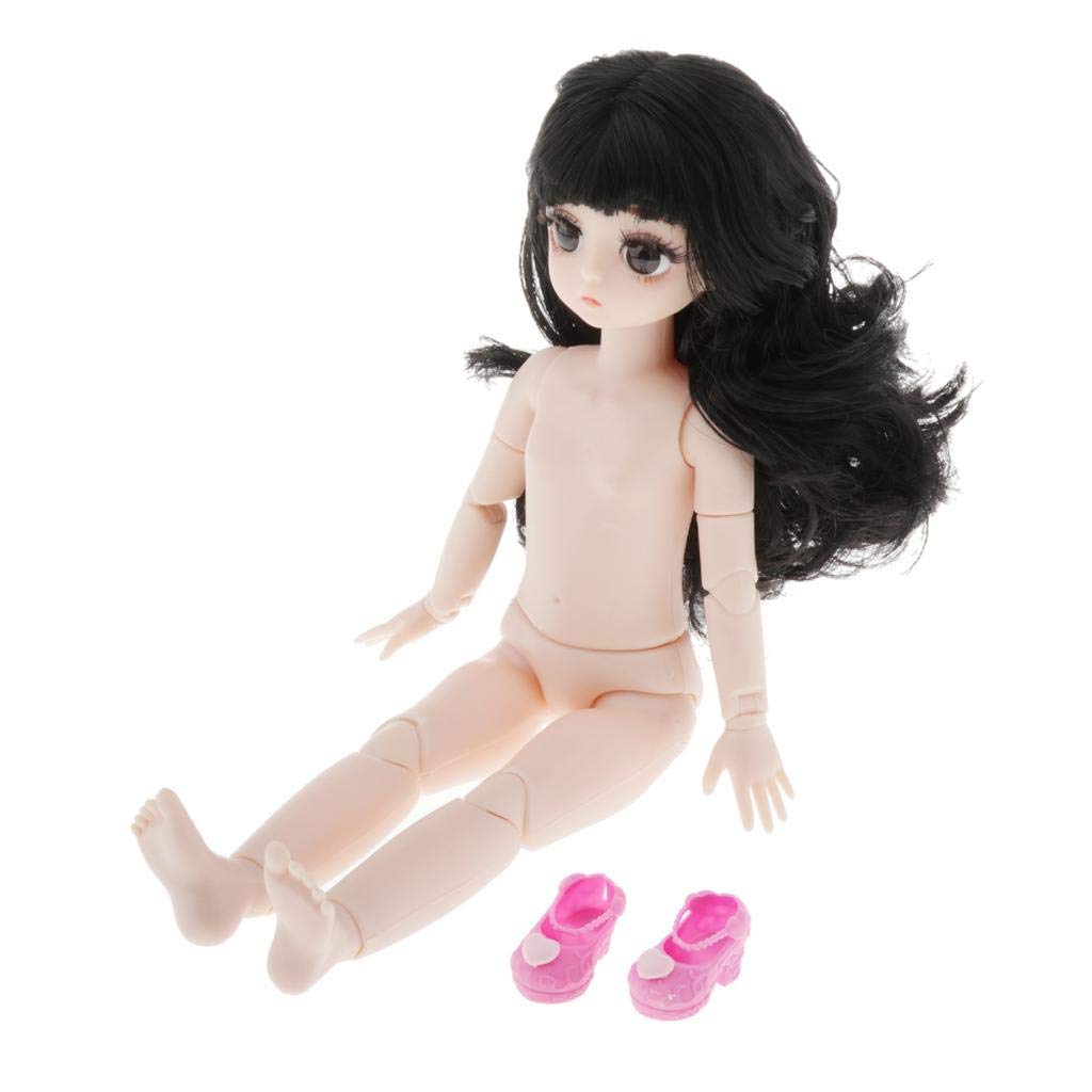 Amazon N A 1 6球体関節人形カスタムdiy組み立て 21関節ヌード少女人形体 頭 巻き毛かつら 靴に適用キッズガールズバースデー 黒髪 ドールメイキング 通販