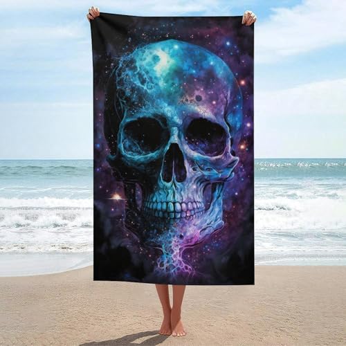 Serviette de plage douce Cosmic Skull microfibre pour camping et piscine - 2
